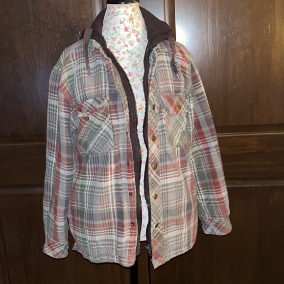 Quilted Hoodie & Plaid Jacket Size M - Picture 1 of 6